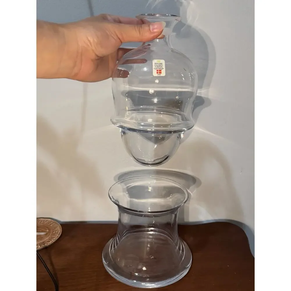 Holmegaard Fejø Clear Unique Glass Decanter w Ice Base Stand Denmark missing lid
